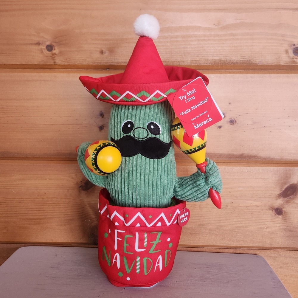 NWT Christmas Mexican Cactus Musical Plush Toy Sings‎ Plays Music Feliz Navidad